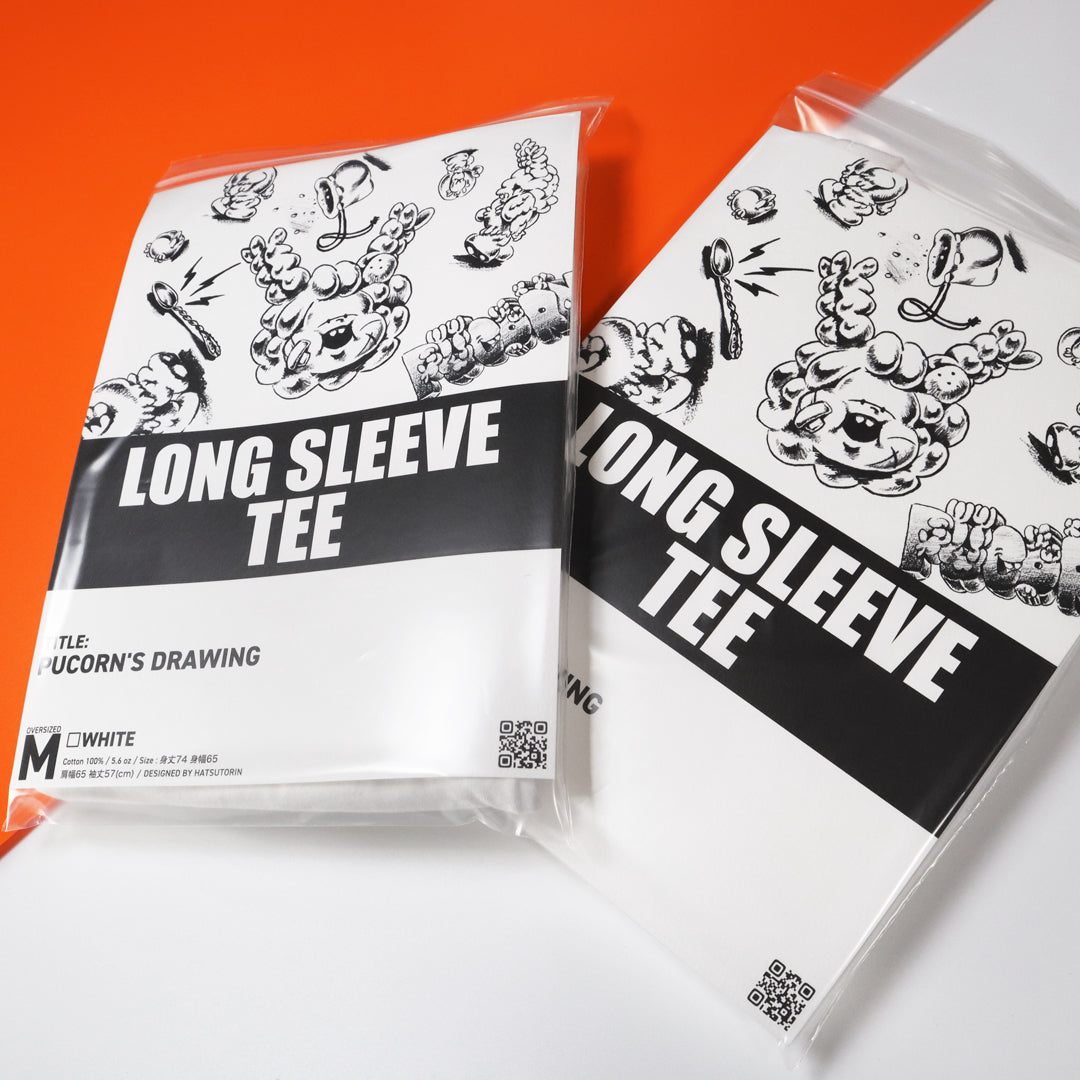LONG SLEEVE TEE（PUCORN'S DRAWING）/WHITE