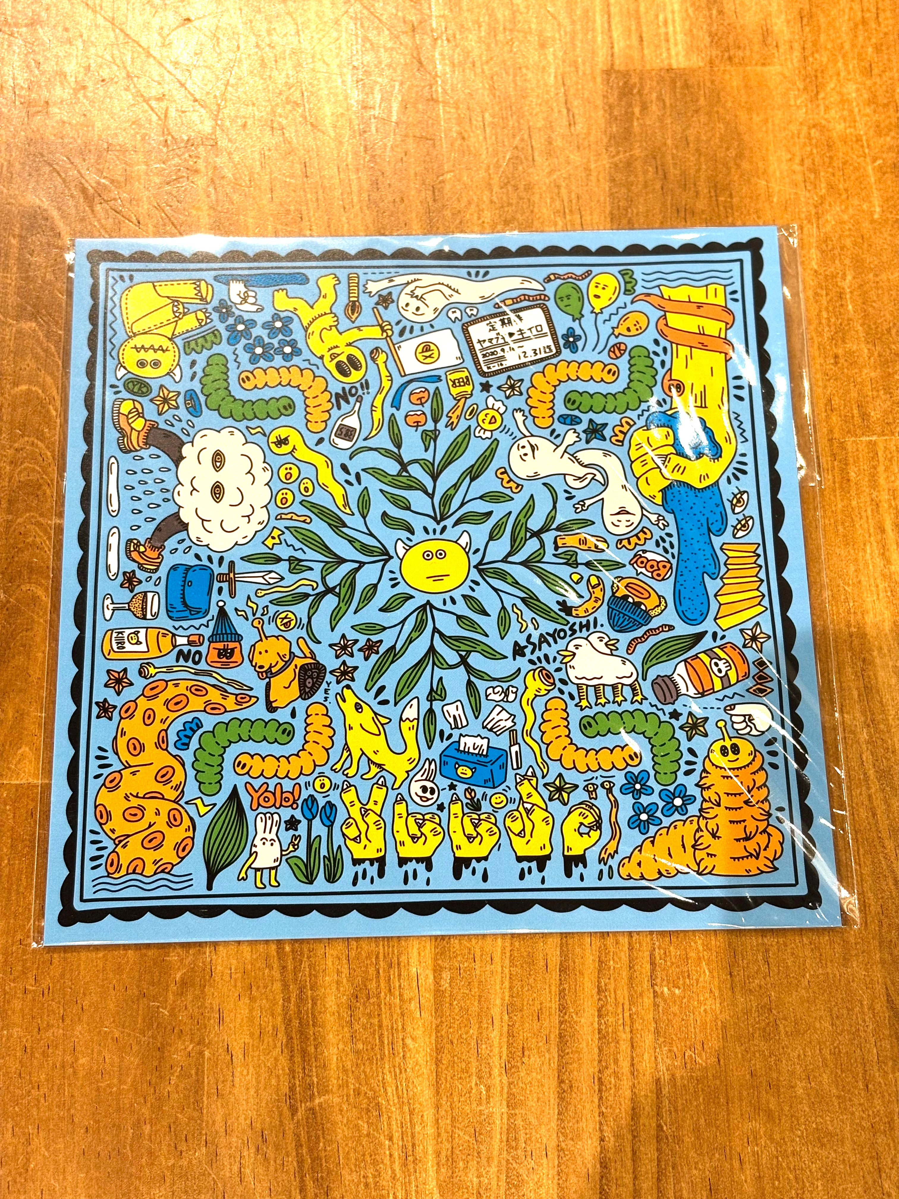 ハンカチ柄ミニポスター(グレー・ブルー)