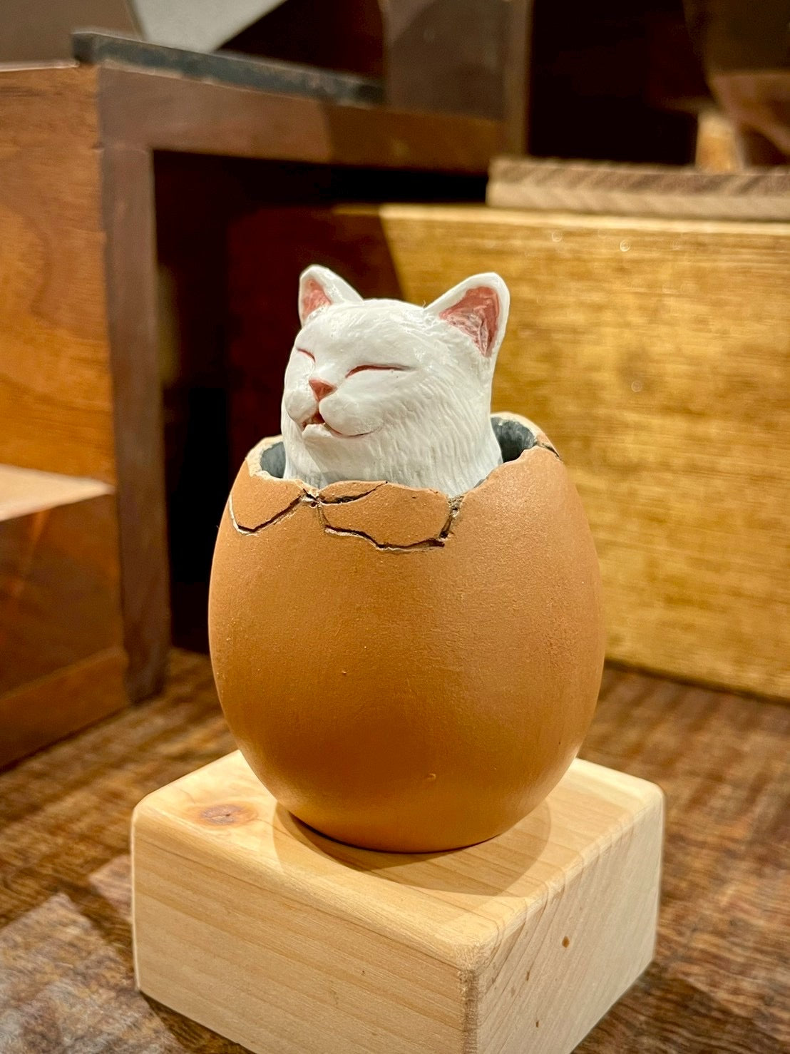 ひょこっとタマゴネコ(白猫)Hatching Cat